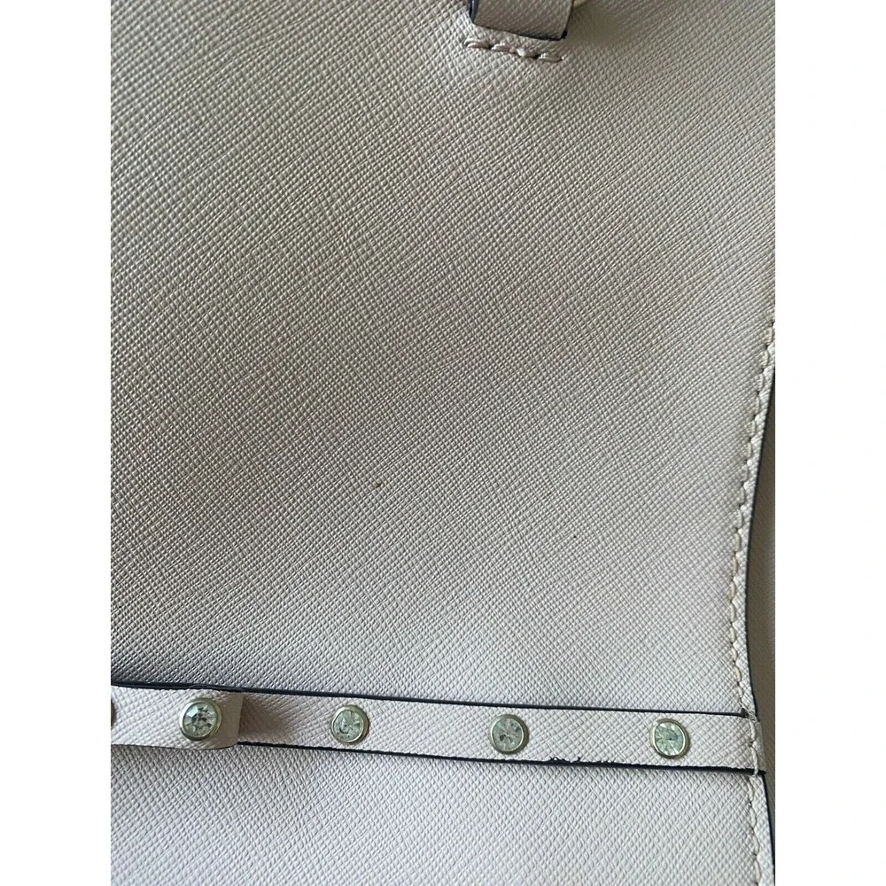 Kate Spade NY small Hadlee Laurel way Jeweled Saffiano Leather Tote Warm Vellum